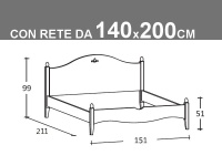 Schema Rondine matrimoniale alla francese con rete da 140x200cm