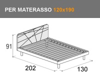 Letto da una piazza e mezza con rete a doghe per materasso da 120x190cm