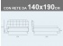 Misure del letto matrimoniale alla francese Noctis Larry con rete a doghe da 140x190cm