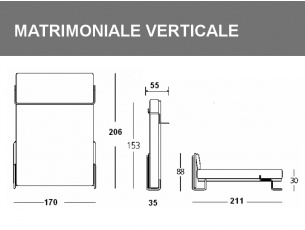 Misure del letto a scomparsa Tak matrimoniale verticale