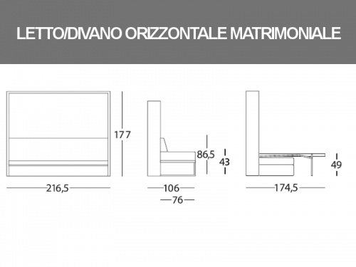 Misure del Letto Houdini a scomparsa matrimoniale orizzonatale