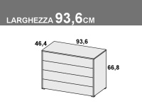 Comò Apollo a 4 cassetti da 93,6cm