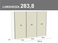 Armadio scorrevole a 3 ante da 283,8cm di lunghezza