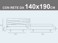 Misure del letto matrimoniale alla francese Noctis Andy con rete a doghe da 140x190cm