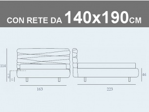 Misure del letto matrimoniale alla francese Noctis Andy con rete a doghe da 140x190cm