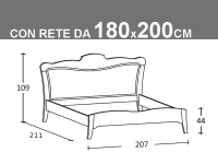 Schema Arcanda matrimoniale con rete da 180x200cm