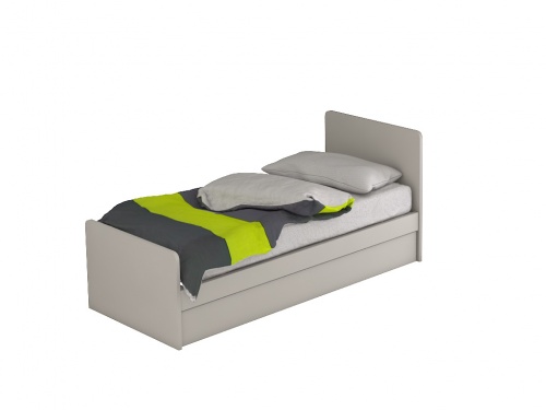 Letto singolo modello Web con seconda rete estraibile, in foto finitura bianco laminato