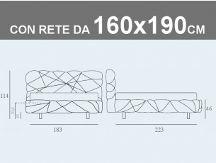 Misure del letto Noctis Marvin matrimoniale imbottito con rete a doghe da 160x190cm