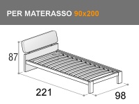 Letto singolo con giroletto Bit per materasso da 90x200cm modello Felix