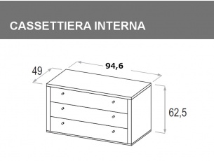 cassettiera interna per vano da 94,6cm