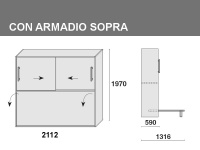 Letto a ribalta con sopra armadio