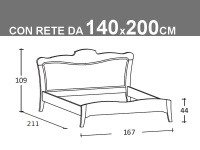 Schema Arcanda matrimoniale alla francese con rete da 140x200cm