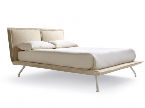 Letto matrimoniale con testata formata da 2 cuscini in memory foam Noctis Kenny in tessuto Manhattan 400