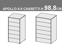 settimini Apollo a 6 cassetti, altezza totale 98,8cm