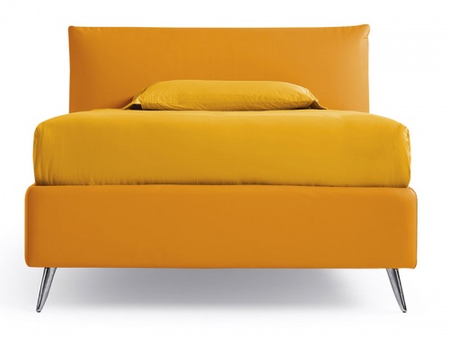 Letto piazza e mezza contenitore imbottito Noctis London in ecopelle Mover Orange