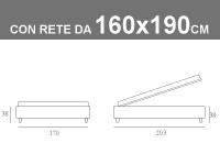 Misure del letto matrimoniale Noctis Sommier con rete a doghe da 160x190cm