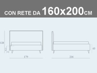 Misure del letto contenitore matrimoniale Noctis Bob Stripes con rete a doghe da 160x200cm