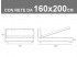 Misure del letto matrimoniale Duck imbottito con rete a doghe da 160x200cm
