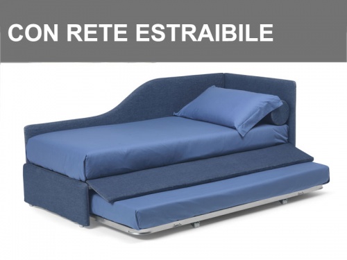 Letto singolo in promozione Noctis Space con angolo sagomato nella versione con seconda rete estraibile