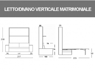 Misure del letto matrimoniale a scomparsa Dile Fat verticale