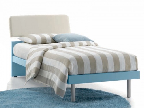 Letto singolo in legno con testata in ecopelle Felix