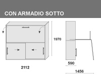 Letto a ribalta con armadio sotto