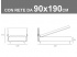 Misure del letto singolo imbottito con cuscinone Noctis Eden con rete da 90x190cm