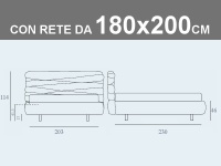 Misure del letto matrimoniale contenitore Noctis Andy con rete a doghe da 180x200cm