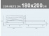 Misure del letto matrimoniale contenitore Noctis Andy con rete a doghe da 180x200cm