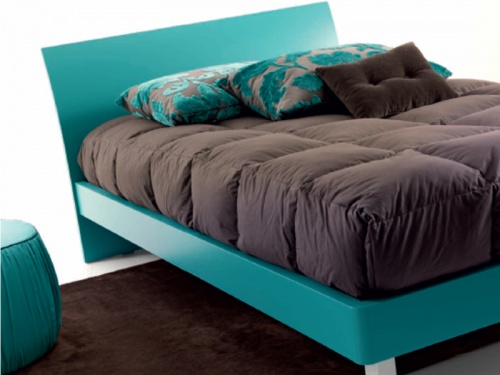 Letto piazza e mezza Billy con testata curva all indietro, colore Ottanio