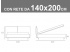 Misure del letto alla francese Noctis London con rete da 140x200cm