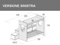 Letto a castello Doimo Cityline Giotto con scrivania sopra in versione sinistra