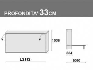 Letto a ribalta, prof. 33cm