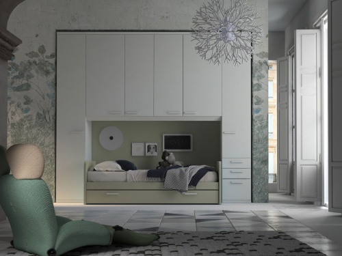 Ponte lineare bianco con letto verde Doimo Cityline 