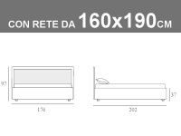 Misure del letto matrimoniale Noctis Smart con rete a doghe da 160x190cm