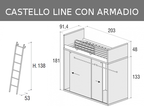 Misure del castello con sotto l armadio Line 