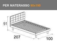 Letto singolo moderno Doimo Cityline modello Tender con rete a doghe da 90x195cm