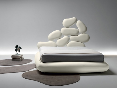 Letto matrimoniale dal design originale Noctis Stones con contenitore