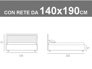 Misure del letto matrimoniale alla francese Noctis Smart con rete da 140x190cm