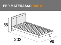 Letto singolo modello Discover di Doimo Cityline con rete a doghe per materasso da 90x190cm