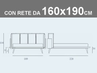 Misure del letto Noctis Birdland con rete a doghe da 160x190cm