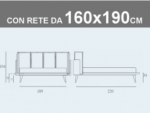 Misure del letto Noctis Birdland con rete a doghe da 160x190cm