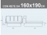 Misure del letto Noctis Birdland con rete a doghe da 160x190cm