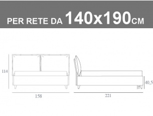 Letto alla francese in vero Jeans con box contenitore e rete a doghe da 140x190cm