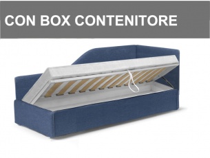 Letto imbottito a divanetto con angolo sagomato in versione con contenitore Noctis Space in promozione