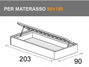 letto Sommier con giroletto Dream contenitore, per materasso da 80x190cm