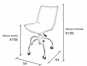 Misure della sedia in plastica su ruote Baby