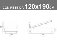 Misure del letto Manuel con rete da 120x190cm