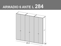 Armadio a 6 ante battenti. lunghezza totale 283,8cm