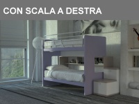 Letto a castello scorrevole Doimo Cityline modello ROY con scala a 2 cassettoni a destra